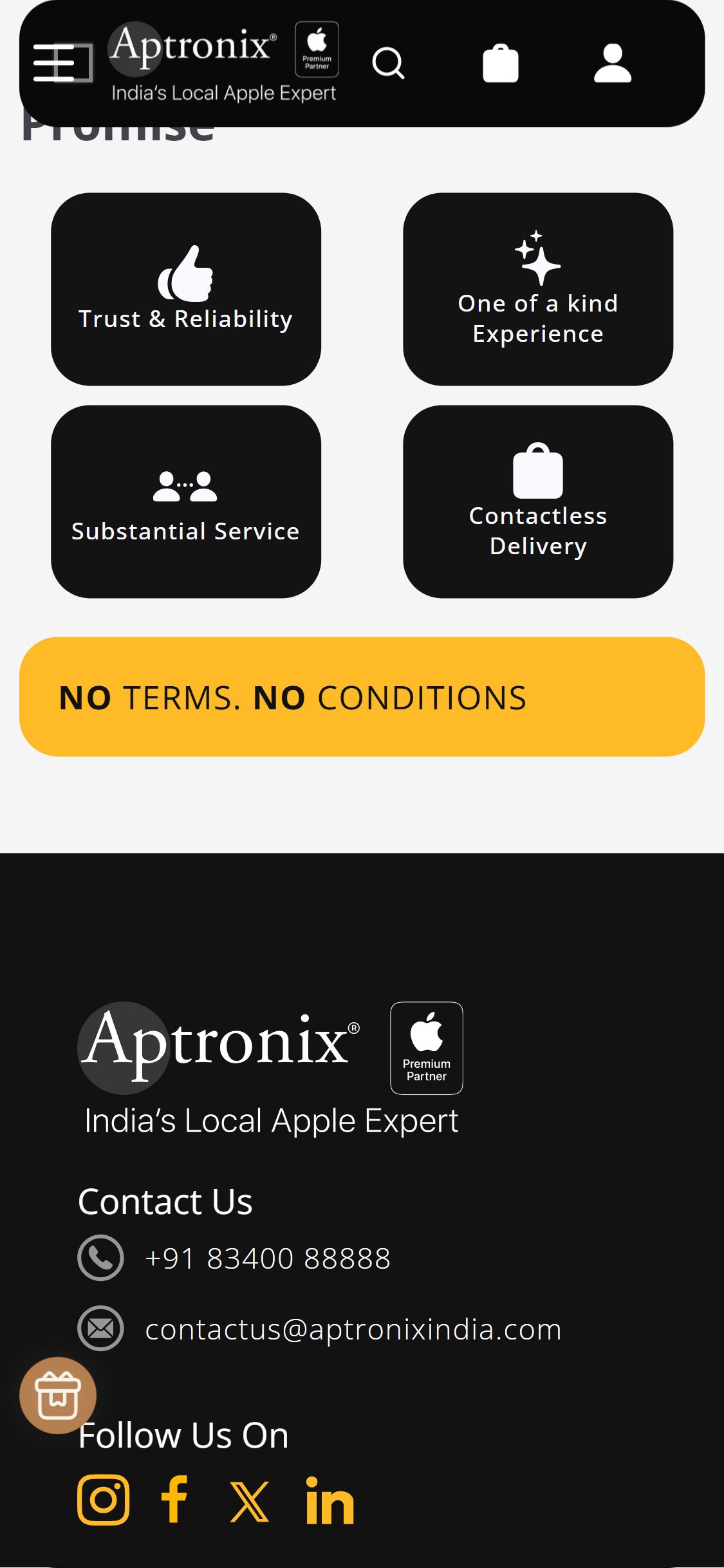 Aptronix India â€” Promise Section