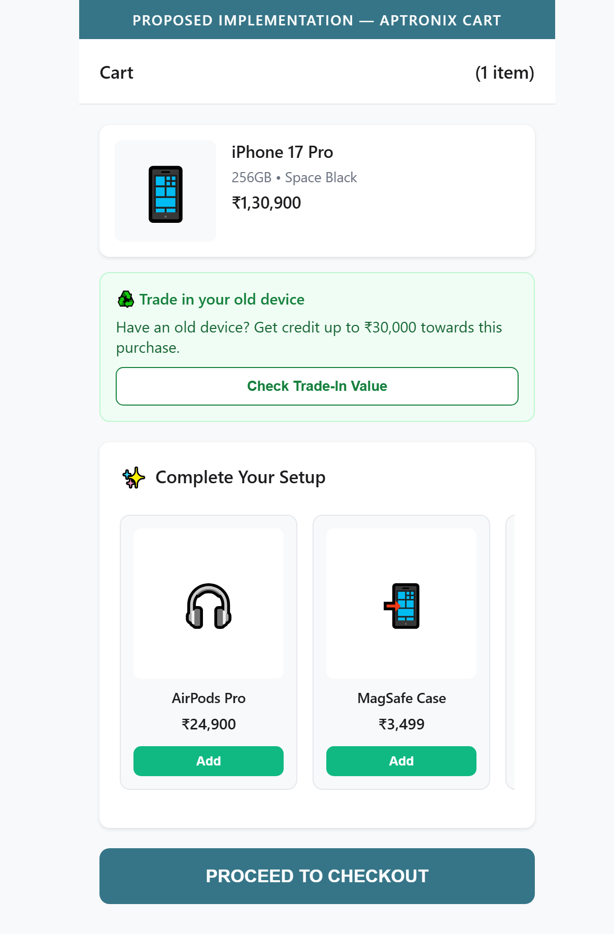 Proposed Implementation â€” Cart Upsell Section