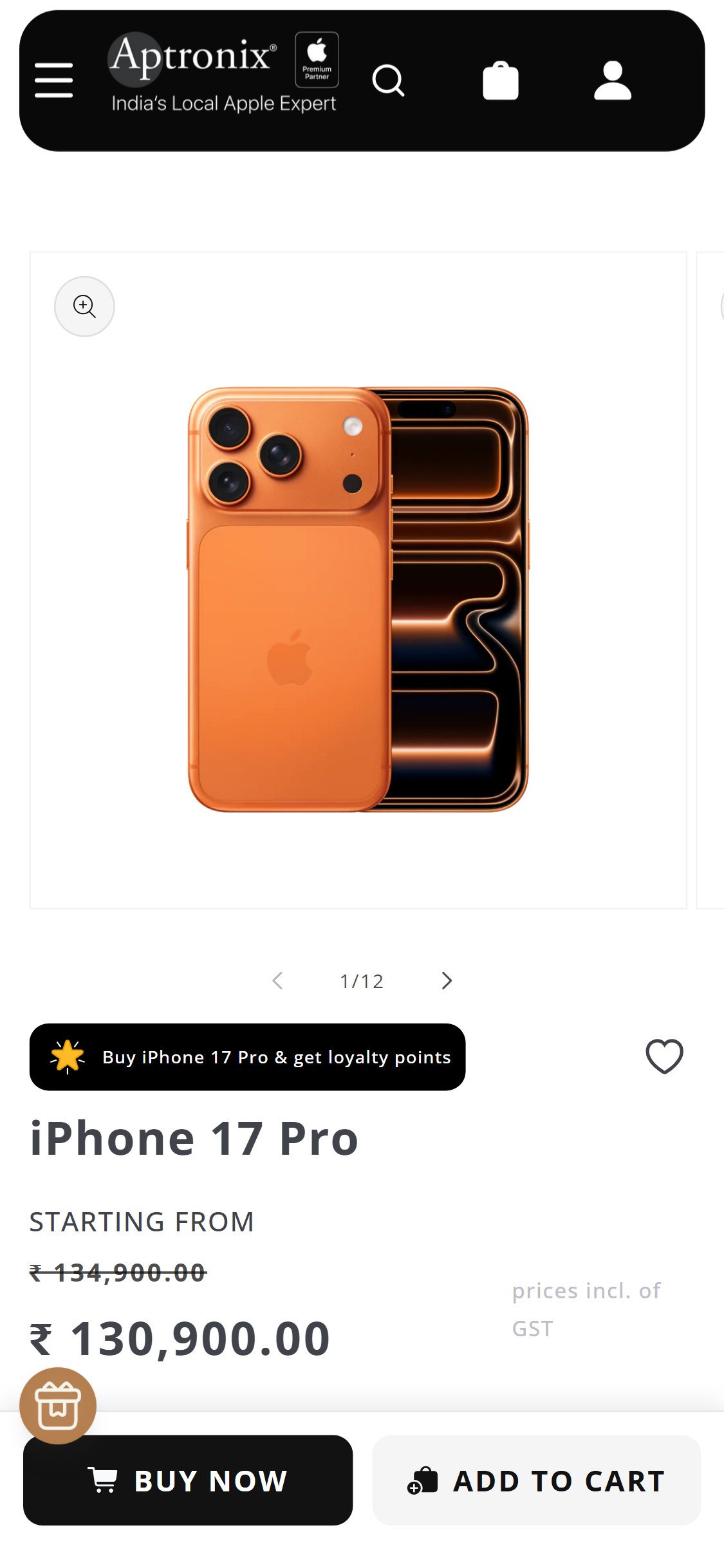 Aptronix India â€” iPhone 17 Pro PDP
